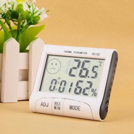 Thermomètre intérieur numérique sans fil DC102 LCD blanc (1/4)