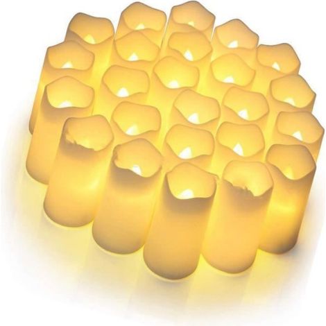 Bougies électroniques LED - - Lot de 24 - Lumière jaune - Décoration de mariage - Sûr à utiliser