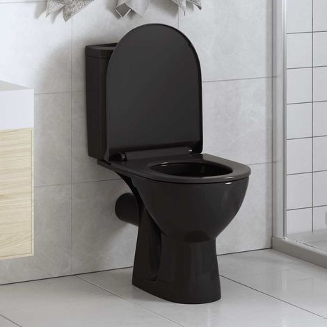 Abattant de toilette avec mécanisme de fermeture amortie et démontage rapide, noir