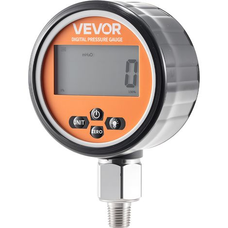 VEVOR Manómetro Hidráulico Digital 0 a 700 bar, Comprobador de Presión con Entrada de Base NPT, para Excavadoras y Maquinaria de Construcción, con Carcasa de Acero Inoxidable Cubierta Protectora (1/5)
