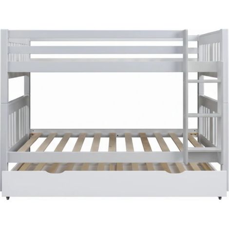 Litera + cama de arrastre madera blanca 90x190cm