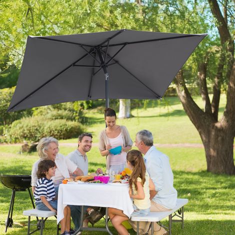 Jiubiaz Sombrilla rectangular modular de 1,4 × 2,1 m: sombrilla para balcón para montar, gris