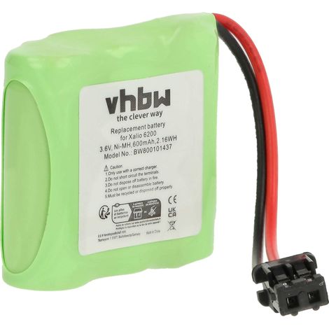 vhbw Replacement Battery compatible with Uniden XC718, XC815, XCA2500, XCA2510, XCA2515, XCA4500 Wireless Landline Phone (600mAh, 3.6V, NiMH)