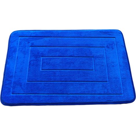 Tappeto Arredo bagno effetto memory con retro antiscivolo  Materiale 100 % Cotone  Blu - 50x80 cm