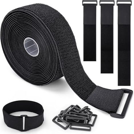 6M x 5CM Sangles de Câble, Attaches Câble avec 25 Boucles, Nylon Rouleau Scratch Réutilisables Noires, Bande Sangle Découpable Réglables Réutilisable pour Gestion des Câbles - Boucles (1/5)
