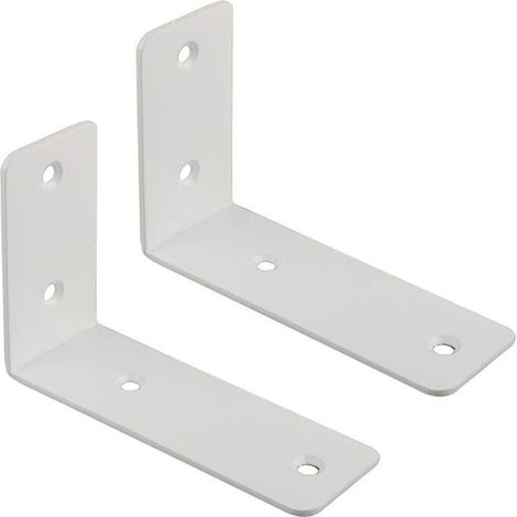 Support Étagère Murale, Fixation Flottante Support avec Finition en Acier Inox, Support d'Angle Brace de Tablette Murale à Suspendre avec Vis, 2 Pcs (12,5CM, Blanc Brillant) (1/4)