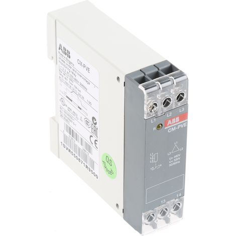 Relais de contrôle de réseaux triphasés ABB série CM-PVE, monophasé, triphasé, 1 NO, 500ms ( Prix pour 1 ) (1/2)