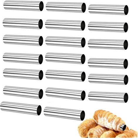 Cannoli-Form, 20 Stück Cannoli-Röhrchenformen aus antihaftbeschichtetem Edelstahl, Formen für Gebäck, Croissants, Crème Fraîche, Cannelloni Schiller (1/5)