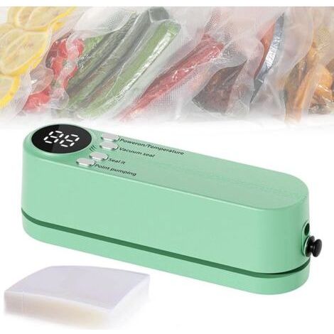 Mini Portable Vacuum Sealer, Cordless, USB Rechargeable, for Dry, Moist Food and Snacks (Green) (1/4)