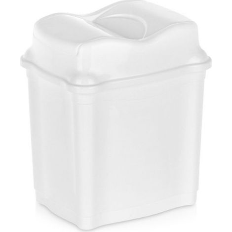 Poubelle - 5 L - Blanc - Couvercle Basculant - 21,5 x 16,5 x 25,5 cm - Plastique (1/5)