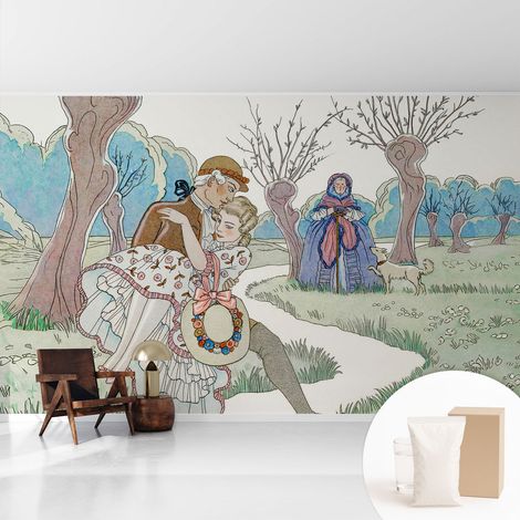 Papier peint intissé avec imprimé installation simple qualité excellente sans désordre - Colle incluse gratuite Scène romantique 416x254 cm (1/5)