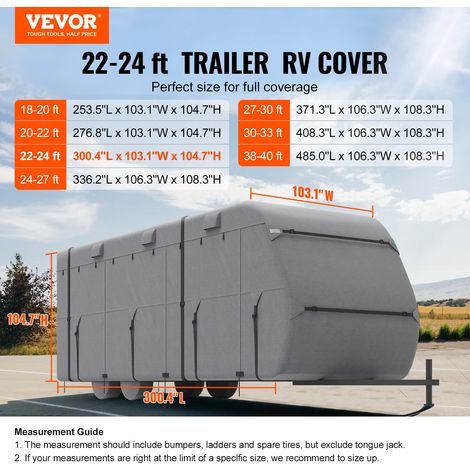 Bâche de protection camping-car, 6,7-7,3 m, housse caravane non tissée à 4 couches, classe A résistant à l'eau, au vent et indéchir… (1/5)