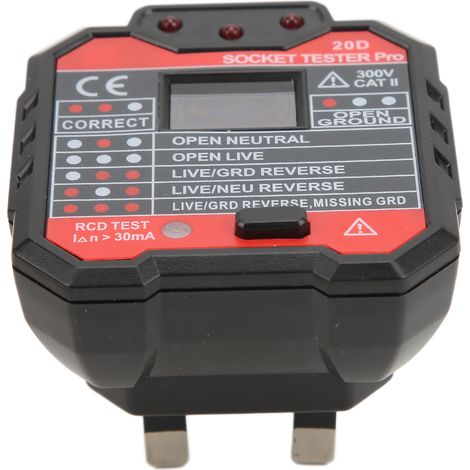 Testeur de Prise Électrique 20D Détecteur de Fils Phase Neutre 48‑250V Prise UK (1/5)
