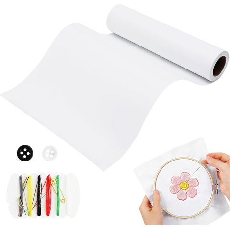Stabilisateur de Broderie déchirable 25,5 cm × 10 Yards – Support Solide pour Tissu Broderie, Compatible avec l’Utilisation de Papier Broderie Soluble pour Le Transfert de Motifs, idéal (1/5)