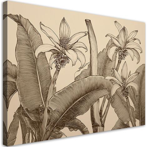 Quadro su tela, Fiori di foglie beige - 120x80 (1/5)
