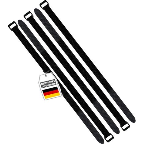 5x bande toison et crochet 100cm avec boucle, noir, 20mm de largeur, Sangle auto-agrippant, attache-câble réutilisable en nylon KKS10005 (1/5)