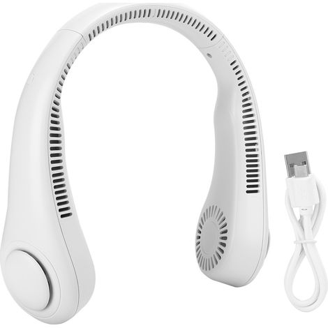 Ventilador de cuello colgante sin aspas, micro USB, enfriador de aire portátil, mini aire acondicionado eléctrico gris