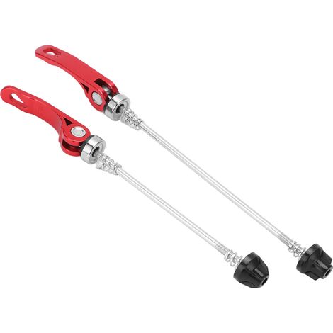 2x Levier de Serrage Rapide pour Moyeu de Vélo 145mm Avant 185mm Arrière Résistant à l'Usure Tige de Desserte pour Roue de Bicyclette Rouge (1/5)