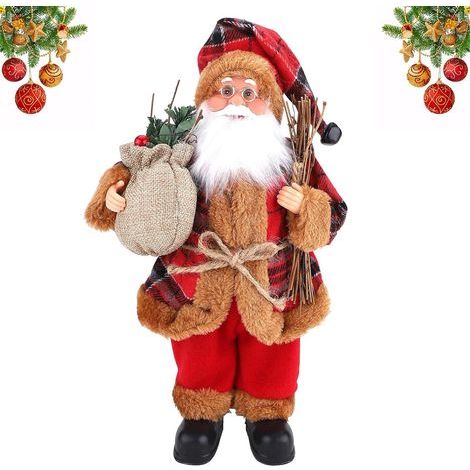 Mini figurine de Père Noël debout 32 cm Décoration de Noël rouge traditionnelle (1/5)