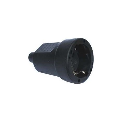 Clavija Red Electrica Schuko Hembra 16A/250Vac De GOMA Color NEGRO