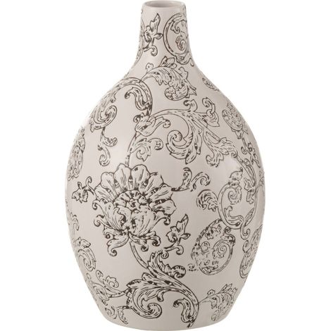 Vase rond en porcelaine motif zen - blanc et noir (1/2)