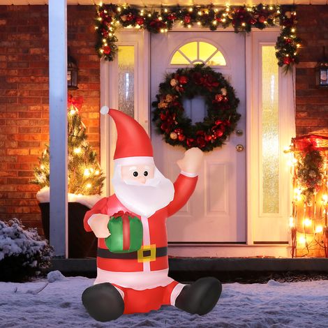 Papá Noel inflable gigante de 120 cm, decoración navideña exterior impermeable con luces LED. (1/5)