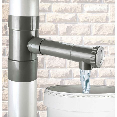 Ribiland – Récupérateur d'eau de pluie 80 mm – 2 parties en PVC – Robinet d'arrêt pour utilisation facile – Compatible gouttières 80 mm - PRRE080 (1/3)