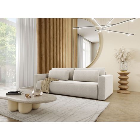 Sofa 3-Sitzer mit Schlaffunktion CHAIRA Stoff Curio Hellgrau (1/5)