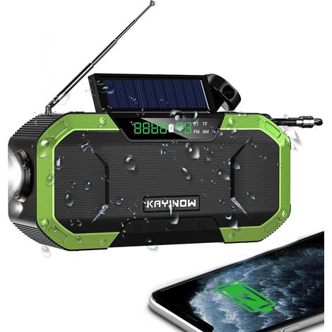 1 Radio d'urgence étanche, balayage automatique AM/FM/NOAA, batterie 5000mAh, lampe torche 3W, camping (1/5)