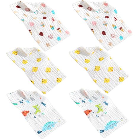 6 serviettes de toilette enfants, coton, 25 x 50 cm, multicolore, carrées, pour nouveau-nés et tout-petits (1/5)