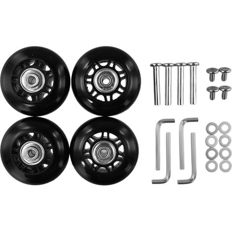 Lot de 4 roues de rechange en caoutchouc silencieux avec outils d'installation et kit de roulement pour réparation de bagages de voyage (64 x 24 mm) (1/5)