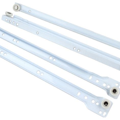 Coppia guide scorrevoli a rullo per cassetti bianche portata 25 kg (1/2)