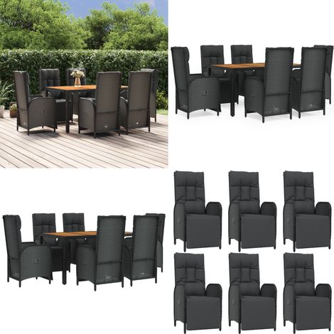 7-tlg. Garten-Essgruppe mit Kissen Schwarz Poly Rattan - Garten Essgruppe - Garten Essgruppen - Home & Living (1/5)