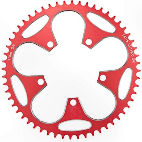 Couronne plaque fixation directe pour VTT, 110mm BCD, 5 trous, profilage étroit-large rouge, compatible vélo, remplacement performant. (1/5)