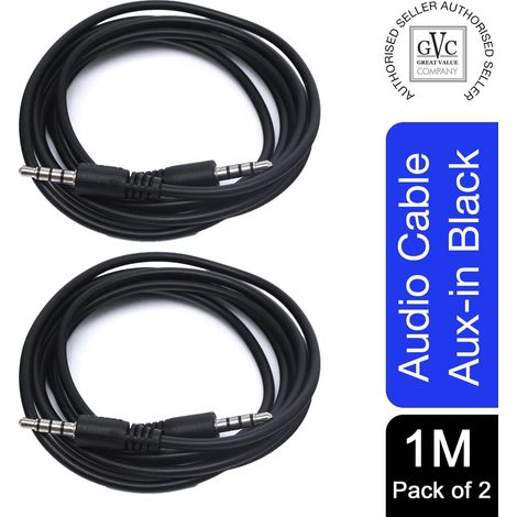 GVC 3.5mm Stereo AUX Audio Cable 1m Jack Lead Car Aux In Speaker Phone 2 Pack (1/5)