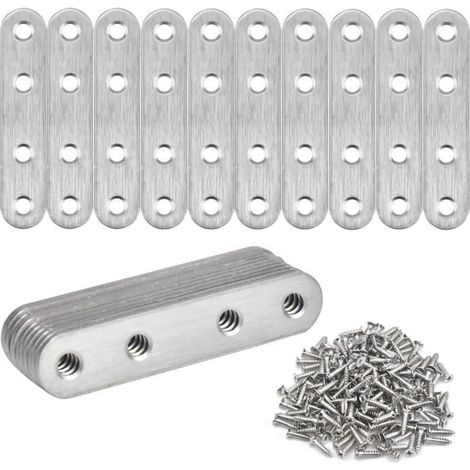 20 Pcs Fixation Droits Plats Plaques Équerre de Fixation Droit Plats en Acier Inoxydable Supports d’Angle Plats Rejoignant Assiette (1/4)