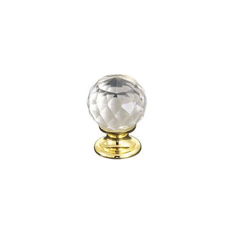 Bouton cristal - Décor embase : Doré - Diamètre : 30 mm - Hauteur : 39 mm - Matériau : Cristal / Laiton - FOSUN