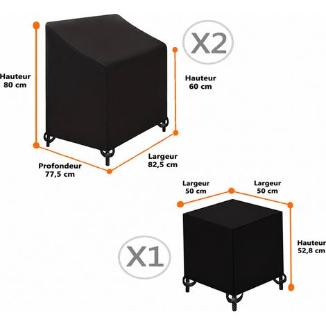 Housse de protection fauteuil de jardin Oxford 210D noir 827780/60cm noir 20 × 20 × 8 cm 600 g – Livraison gratuite