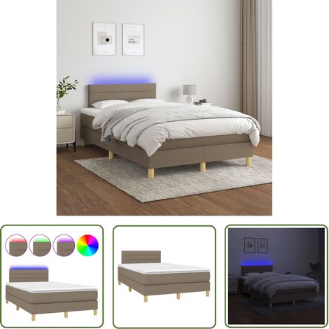 The Living Store Boxspringbett mit Matratze & LED Taupe 120x200 cm Stoff - Boxspringbett - Doppelbett - Lattenrost - Bettsofa - Schlafsystem (1/5)