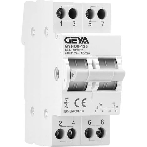 Manual transfer switch double power for network and generator manual conversion isolation switch DIN rail mount(2P-63A-240V) (1/5)