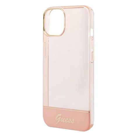 GUESS Hard Cover Translucent Transparent Pink, für iPhone 14 Pro Max, GUHCP14XHGCOP