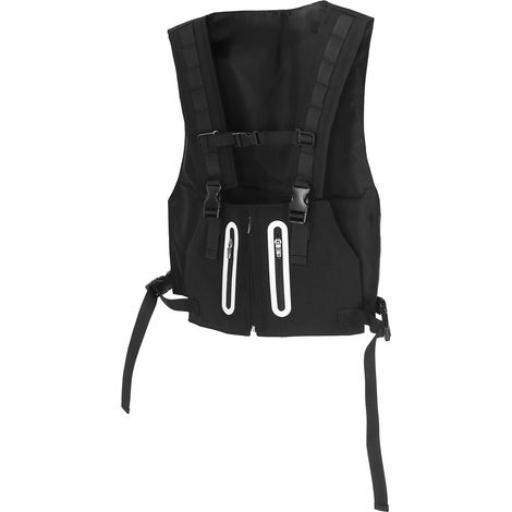 Reflektierende Outdoor-Weste, multifunktionale Sicherheitsweste aus Polyester, verstellbar, Fahrradweste, Schwarz (1/5)