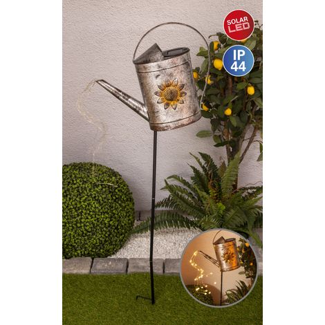 Näve Solar-Gartenleuchte LED mit Dämmerungssensor Gießkanne 110 cm silber Dekorative Leuchten