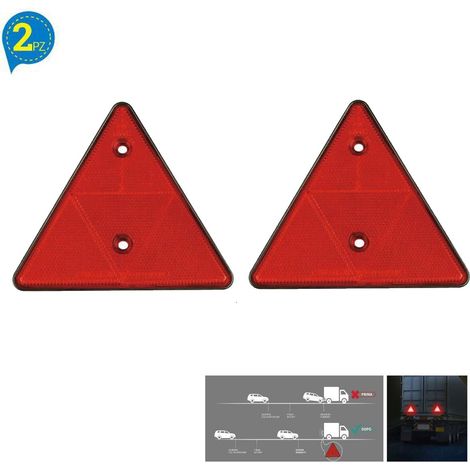 RÉFLECTEUR TRIANGULAIRE ROUGE POUR REMORQUES CARAVANE 2 PIÈCES (1/5)
