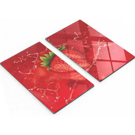 Planches de service en verre pour la cuisine, décorées de motifs de jus de fraise, 2 x 30 x 52 cm (1/5)