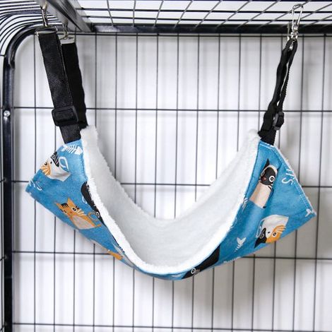 Amaca reversibile per gatti, morbida e traspirante, ideale per gabbie di animali domestici, con cinghie regolabili e ganci in metallo, utilizzabile su entrambi i lati. (1/5)