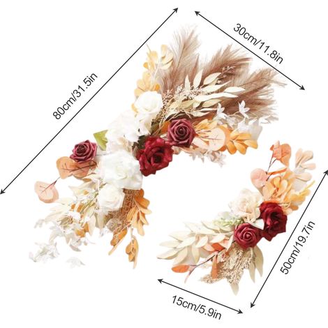Arche florale de mariage rouge, décoration d'accueil avec 4 attaches de fixation, léger cintrage pour éviter tout dommage lors de l'expédition (1/5)