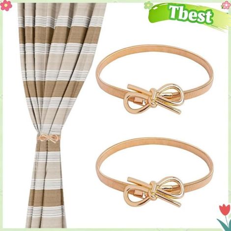 Tbest Embrasses de rideaux 4pcs Curtain Tiebacks Aluminum Alloy Spring Design Curtain Holdbacks Ties quincaillerie Noeud papillon (1/5)