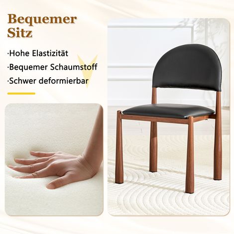 Set de 2 Chaises de Salle à Manger Modernes, Fauteuil Rembourré à Dossier Semi-circulaire, Chaise de Cuisine en Cuir PU et Pieds Métalliques, Hauteur 80 cm, Élégantes et Résistantes, Sans Table (1/5)