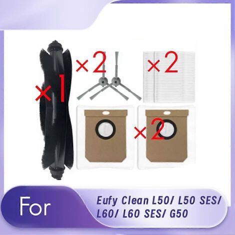 Accessoires pour aspirateur Eufy Clean L50/ L50 SES/ L60/ L60 SES/ G50 : kit de brosse, filtre, sac à poussière et housse de protection.